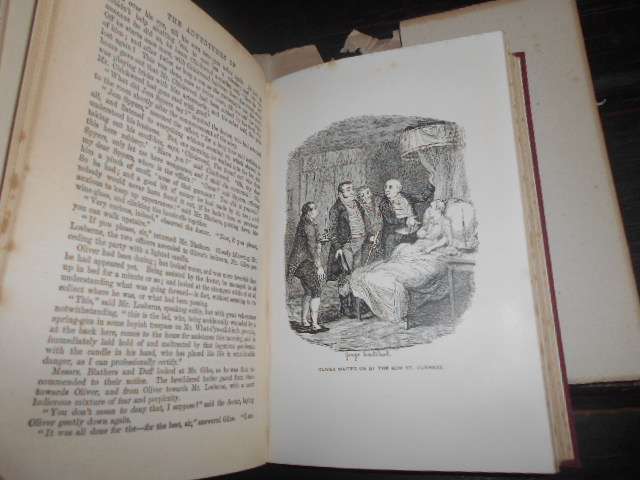 Charles Dickens -  1 antique volume  OLIVER TWIST  -  Caxton Pub books with colour plates
