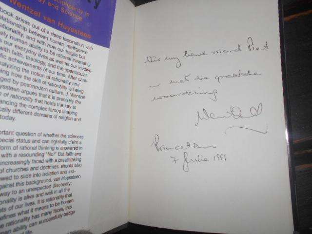 J WENTZEL V HUYSSTEEN -  SHAPING RATIONALITY - Theology & Science autographed