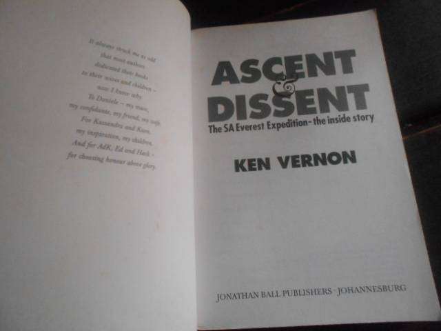 KEN VERNON - Ascent & Dissent: The SA Everest Expedition - The Inside Story illus softback