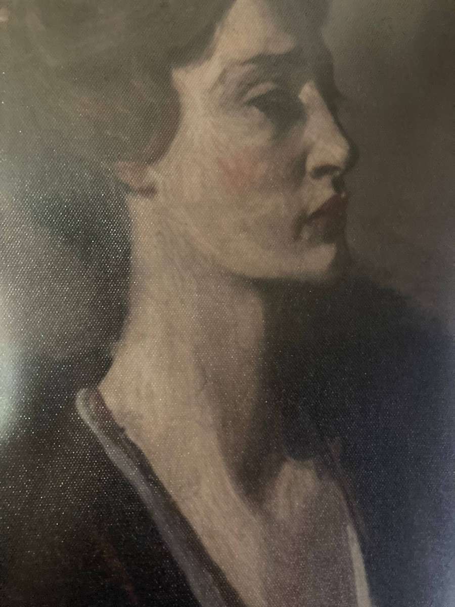 BEAUTIFUL CANVAS PRINT OF A LADY BEHIND GLASS