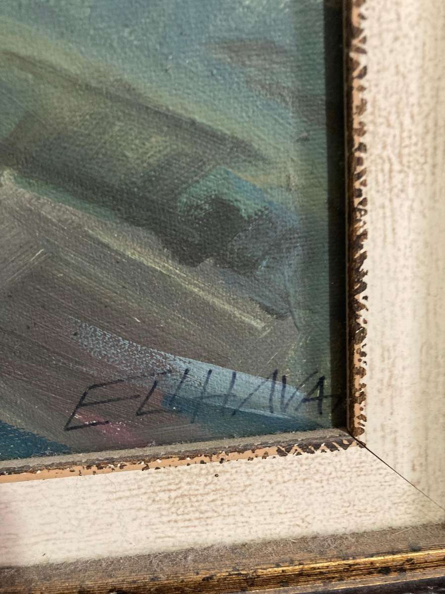 LARGE FRAMED OIL PAINTINGS OF SALT WORKERS 1 OF 2