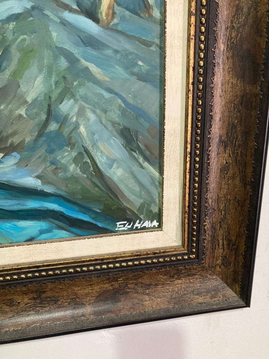 LARGE FRAMED OIL PAINTING OF SALT WORKERS ( NO 2 )