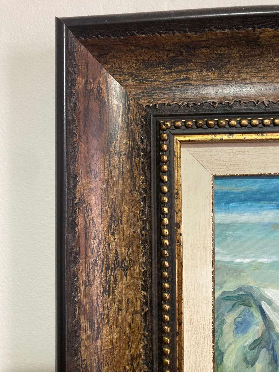 LARGE FRAMED OIL PAINTING OF SALT WORKERS ( NO 2 )