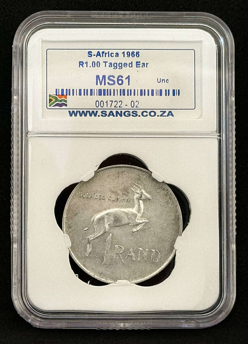 Uncirculated 1966 Silver Tagged Ear R1 - Graded MS61