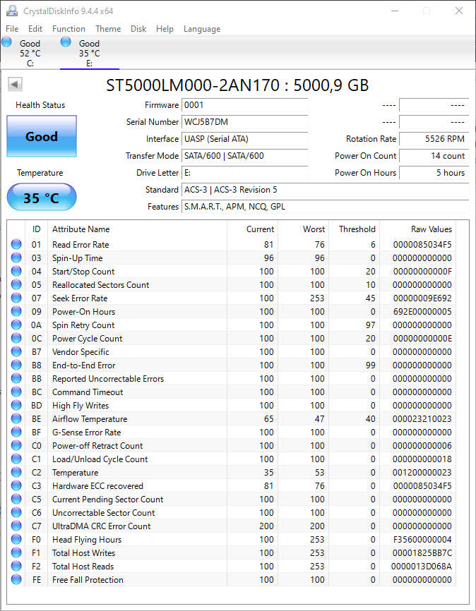 5 Terabyte Seagate external Hard Drive ST5000LM000-2AN170 5000GB