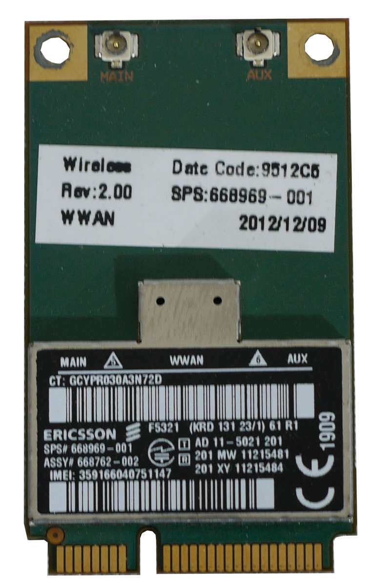 Wireless WWAN card - GPS, Mobile Internet, 3G HSPA -  668969-001