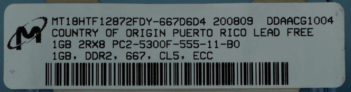 1GB 2Rx8 PC2-5300F-555-11-B0 DDR2 ECC Server Memory