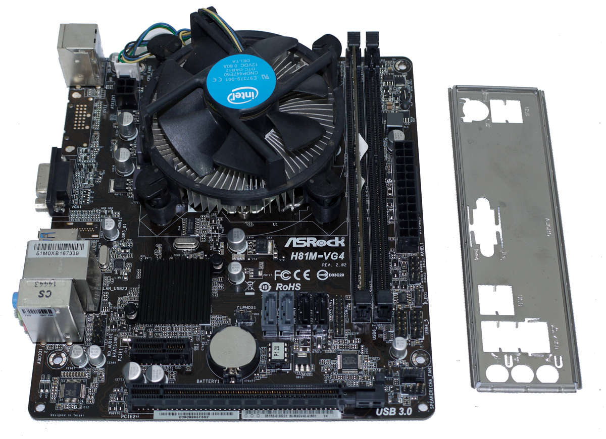 4rd gen Intel i3, 4GB DDR3, AsRock H81M-VG4 R4.0, P4i45GV Motherboard, Fan