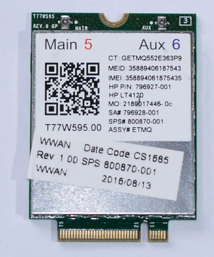 WWAN T77W595 LTE M.2 With GPS Mobile Broadband 800870-001 4G
