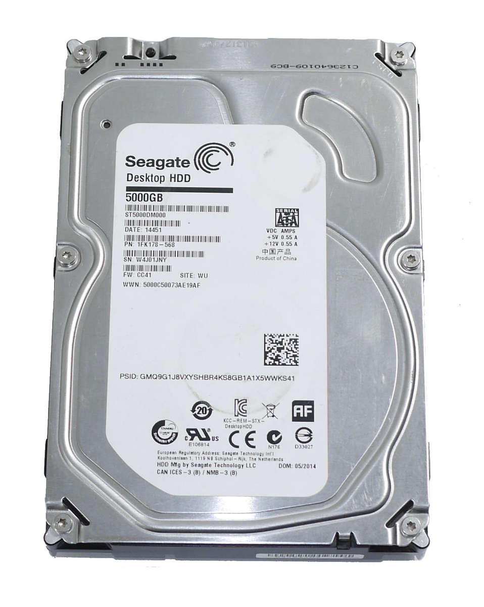 5 Terabyte - Seagate Barracuda ST5000DM000-1FK178 3.5-Inch Internal Hard Drive, SATA 3, 5980 RPM HDD
