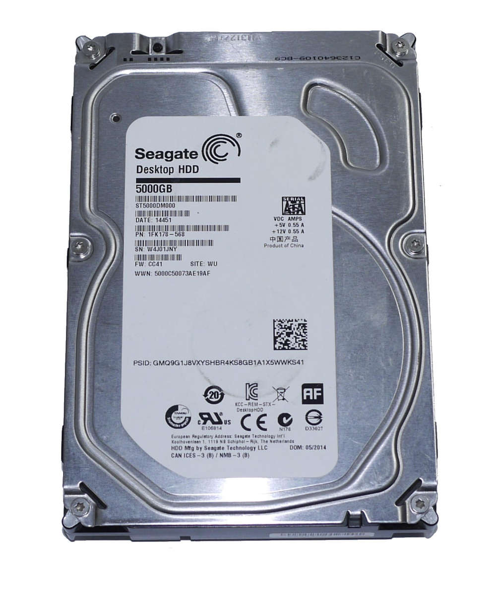 5 Terabyte - Seagate Barracuda ST5000DM000-1FK178 3.5-Inch Internal Hard Drive, SATA 3, 5980 RPM HDD