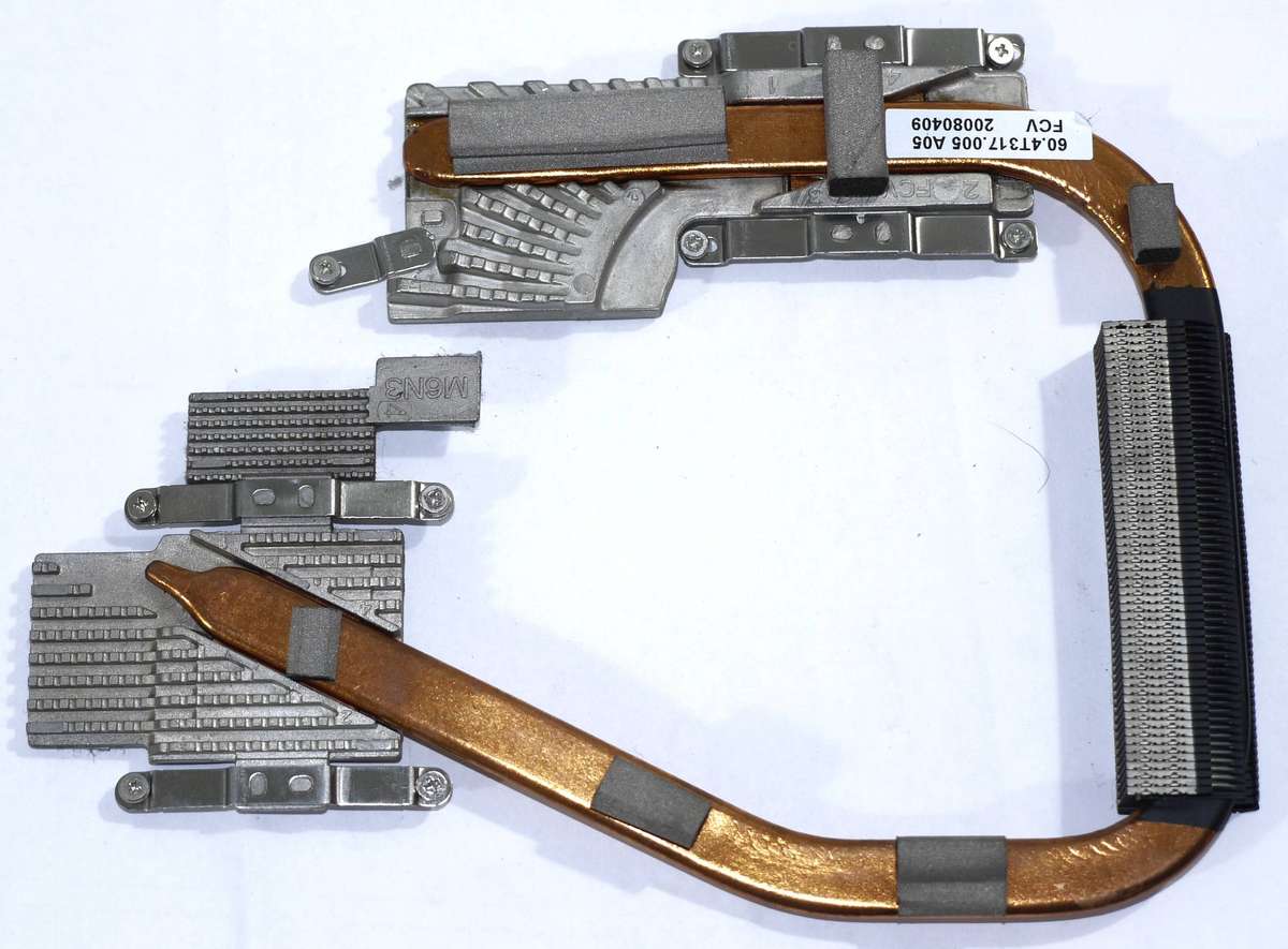 Heatsink for Acer TravelMate 7720 covers the CPU and the Removable Laptop GPU