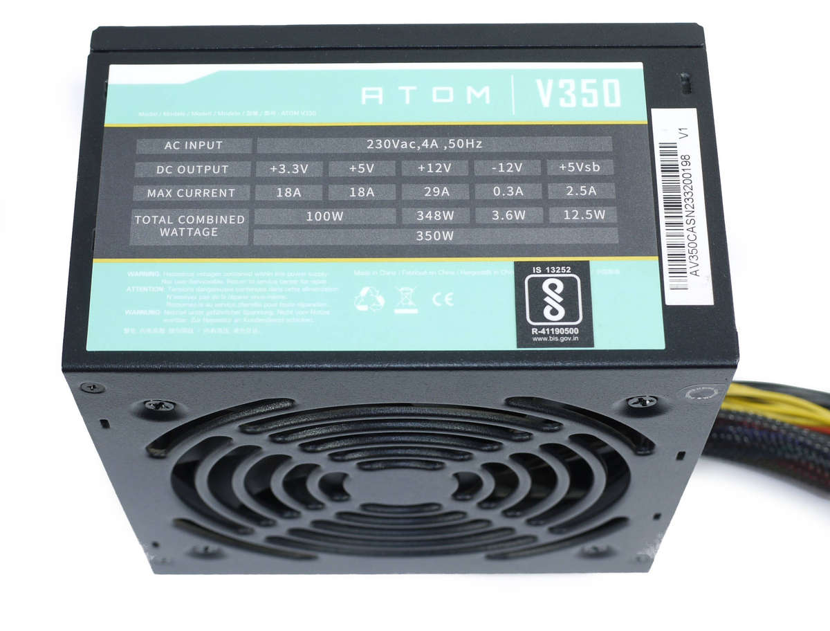ATOM V350 Power Supply PSU - 350W, 8-pin PCIe, 8-pin CPU, SATA, Molex