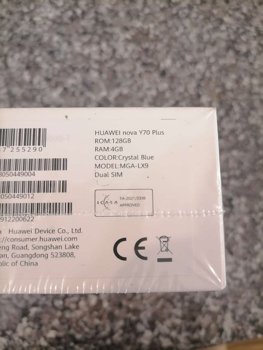 HUAWEI nova Y70 Plus - Crystal Blue - 4 GB RAM + 128 GB ROM - DUAL SIM - BRAND NEW SEALED IN THE BOX