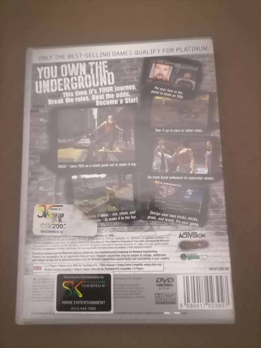 Tony Hawk Underground [Platinum] PAL Playstation 2 - WITH BOOKLET - NEAR MINT