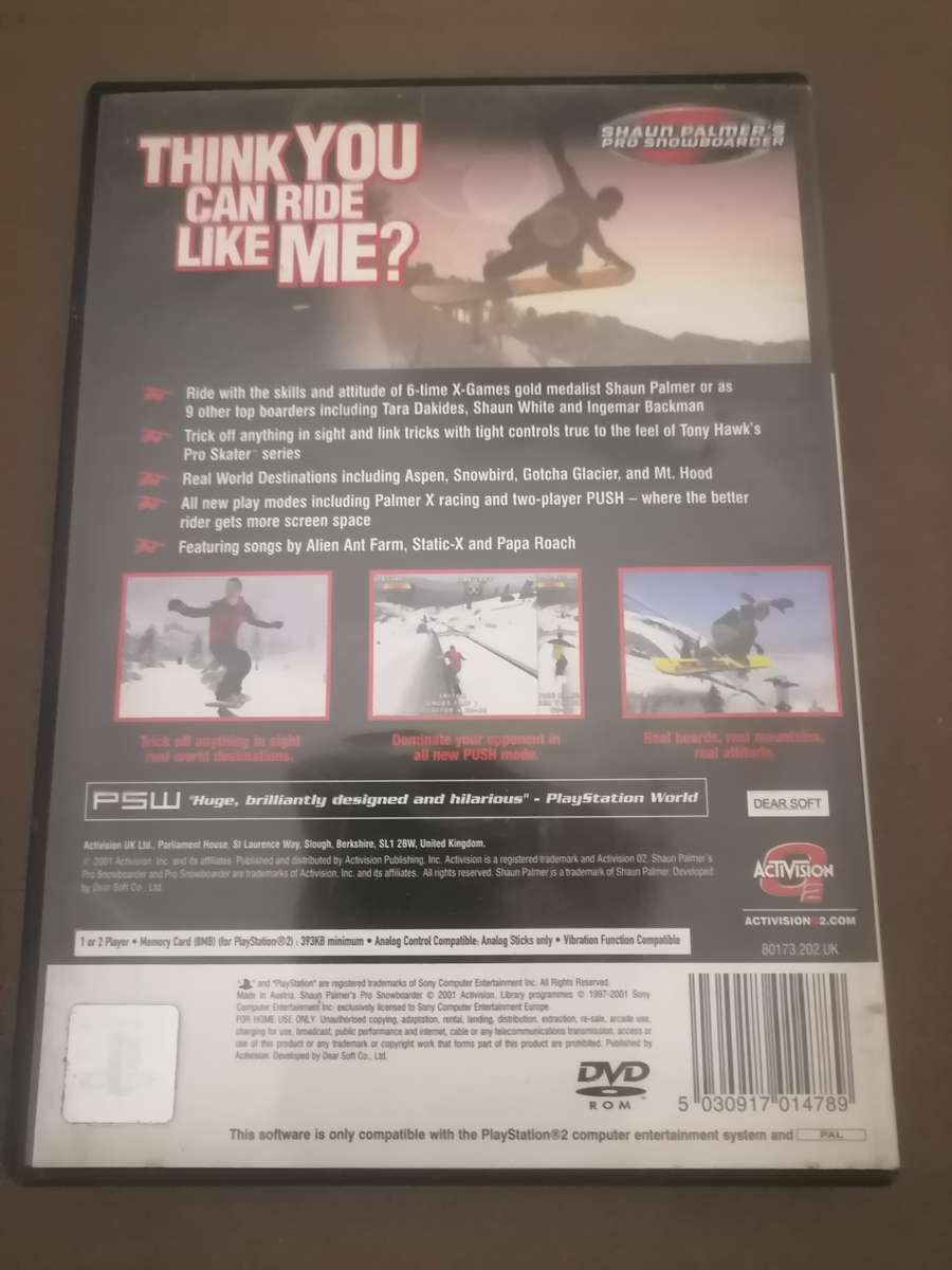 Shaun Palmer's Pro Snowboarder PAL Playstation 2 - WITH BOOKLET - NEAR MINT