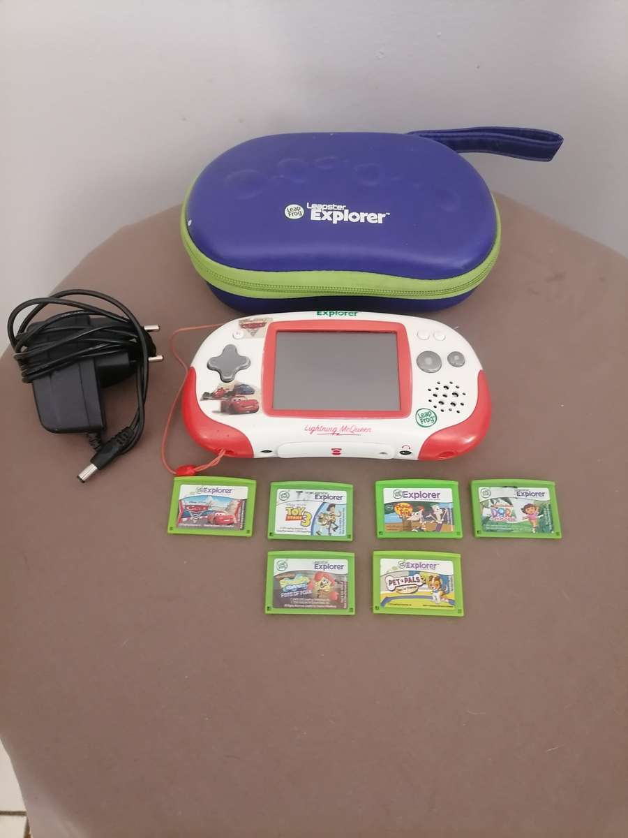 Leap Frog Leapster Explorer Handheld System Lightning Mcqueen with Camera Module - 7 GAMES - WORKS