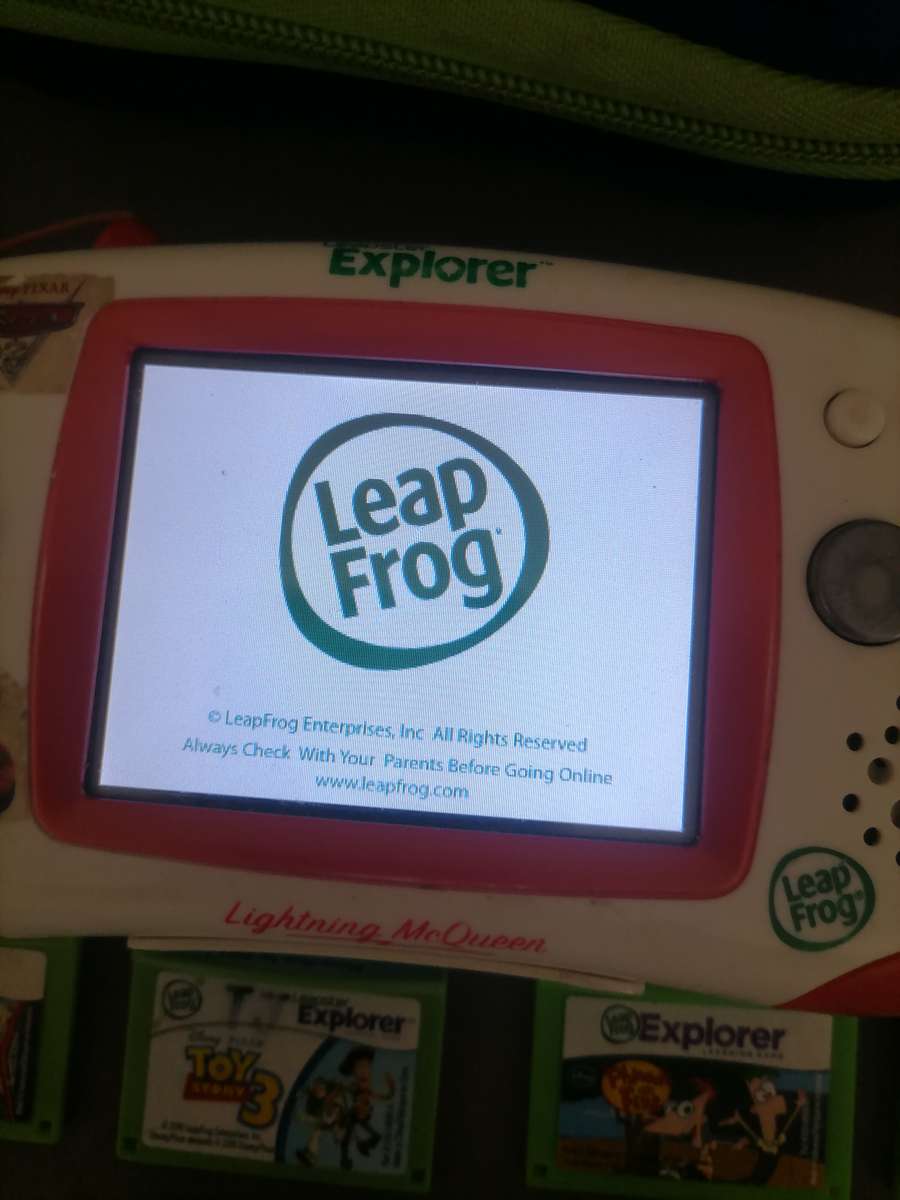 Leap Frog Leapster Explorer Handheld System Lightning Mcqueen with Camera Module - 7 GAMES - WORKS