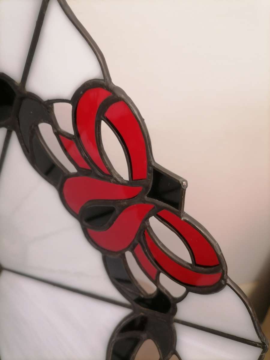 Stained Glass Lamp Shade AND Lead - H 27CM - D 37 CM - VERY NEAT NO CHIPS OR CRACKS