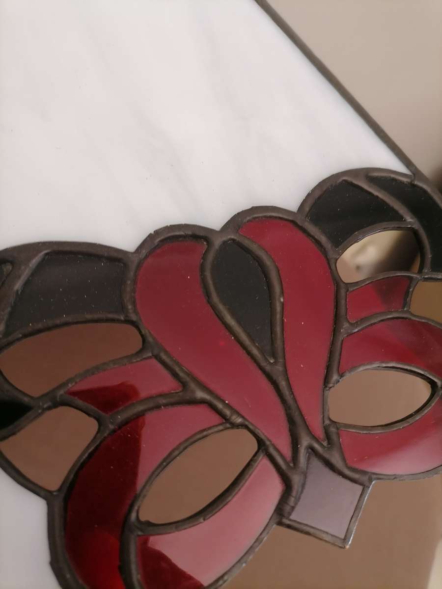 Stained Glass Lamp Shade AND Lead - H 27CM - D 37 CM - VERY NEAT NO CHIPS OR CRACKS