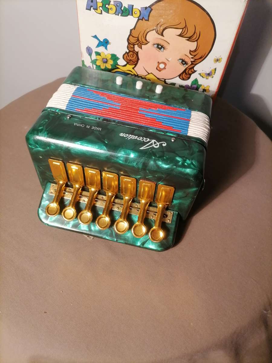 Vintage Golden Cup Child's Accordion Toy With Box - 100% WORKING