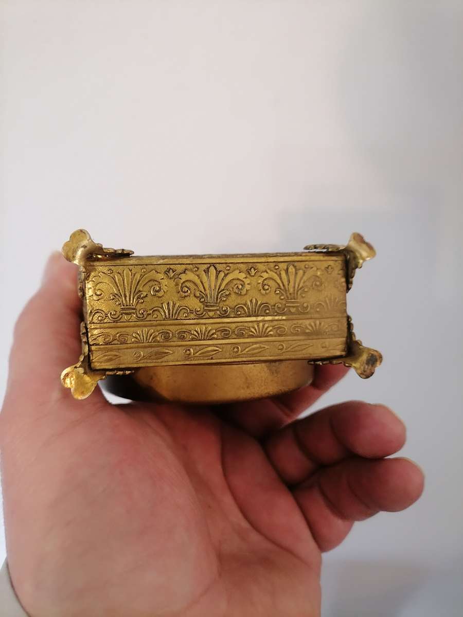 Small Brass 1954 4.25" High Carriage/Mantel Clock Fret Work - AS IS AS I DON'T HAVE THE KEYS TO WIND