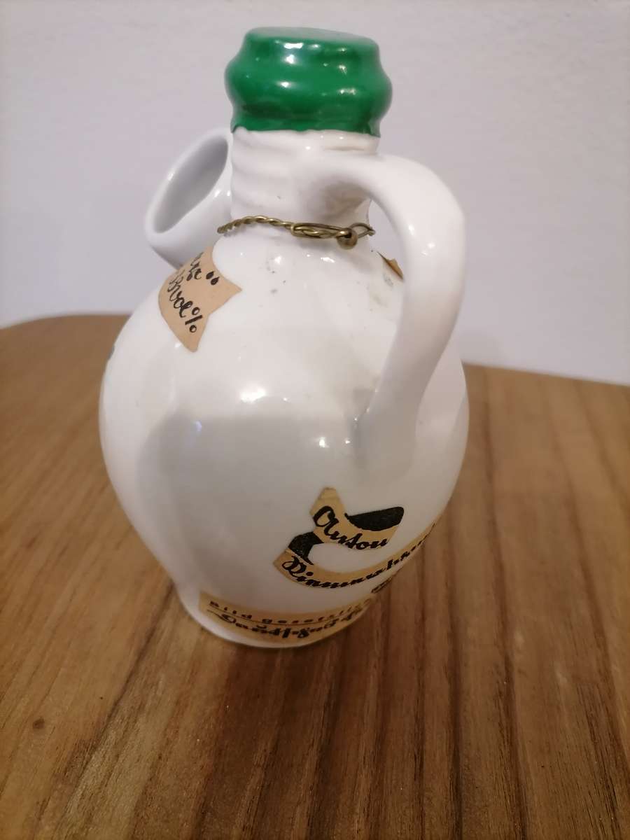 1920'S - Antique Anton Riemerschmid liquor 38 vol%, hand painted with tot glass sealed - AMAZING