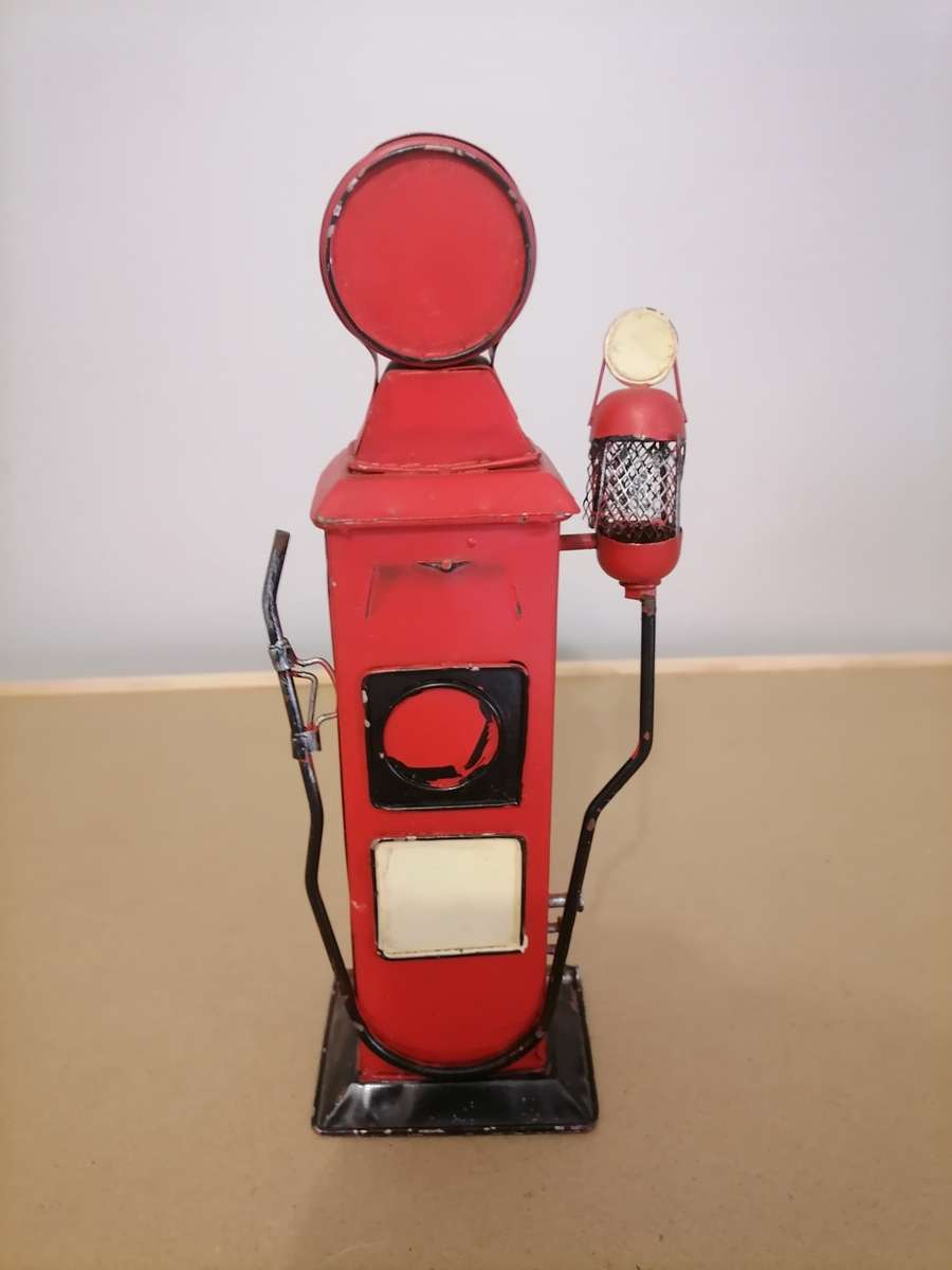 FUEL PUMP PRESSED METAL - MONEY BOX - 26 CM H X 8,5 CM L X 6,5 CM B - AMAZING CONDITION