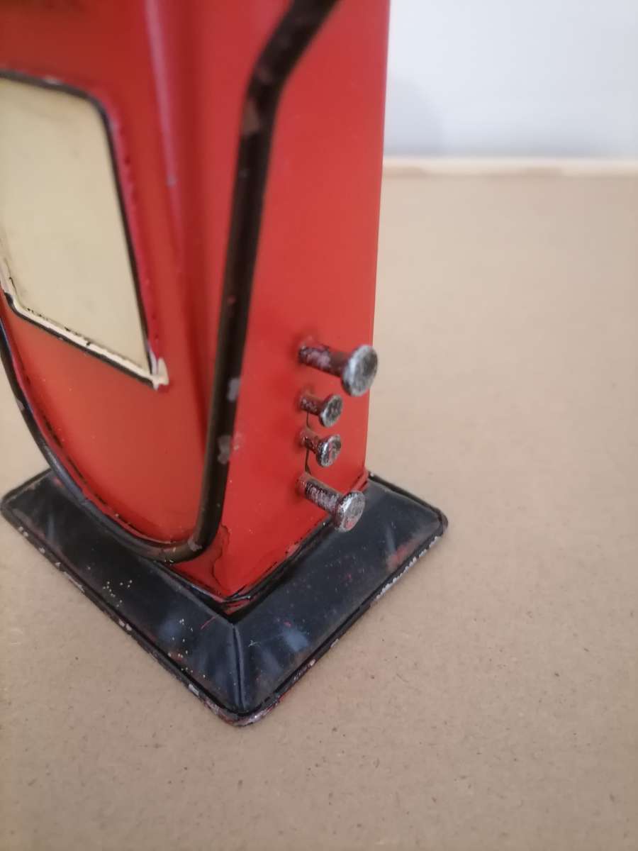 FUEL PUMP PRESSED METAL - MONEY BOX - 26 CM H X 8,5 CM L X 6,5 CM B - AMAZING CONDITION