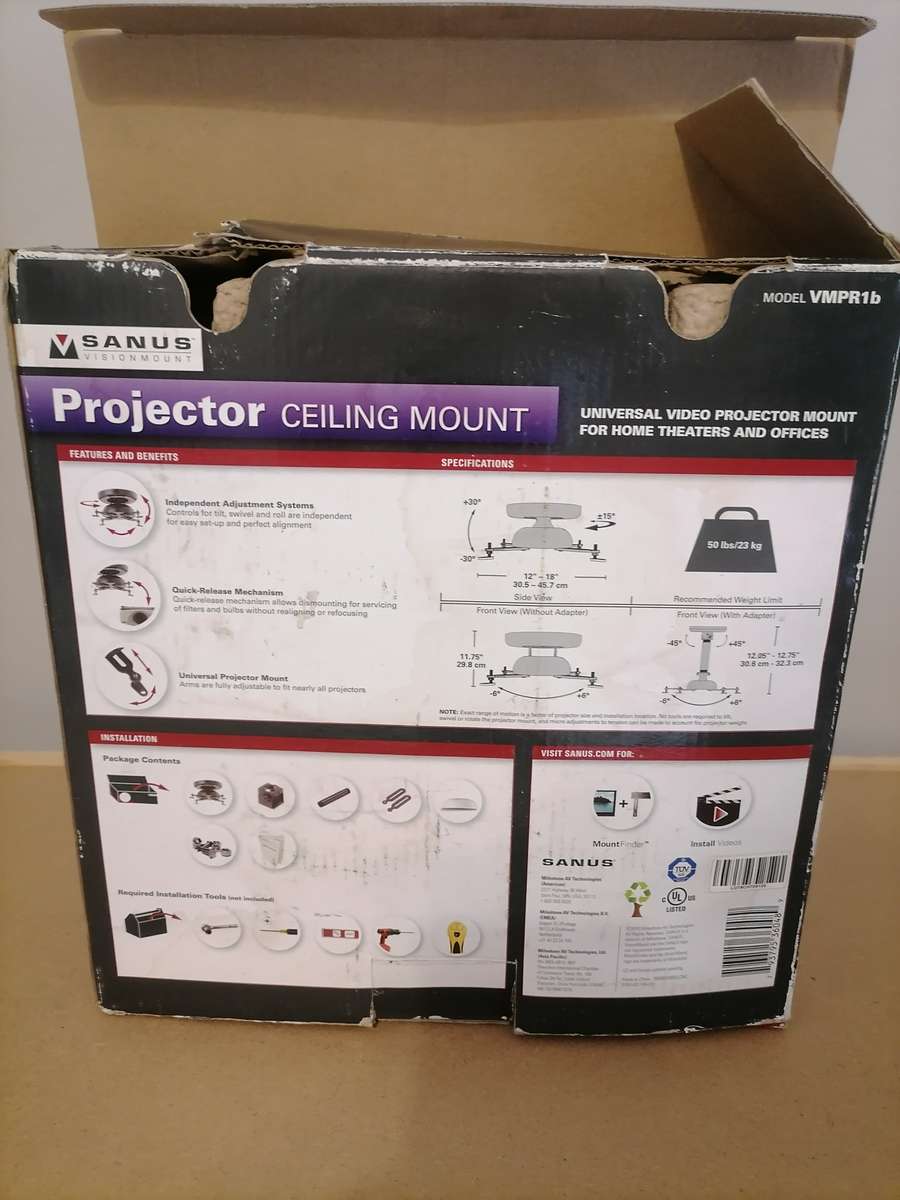 Sanus Tilt & Swivel Ceiling Mount for TV Projectors (VMPR1B) - Brand New Box just been opened