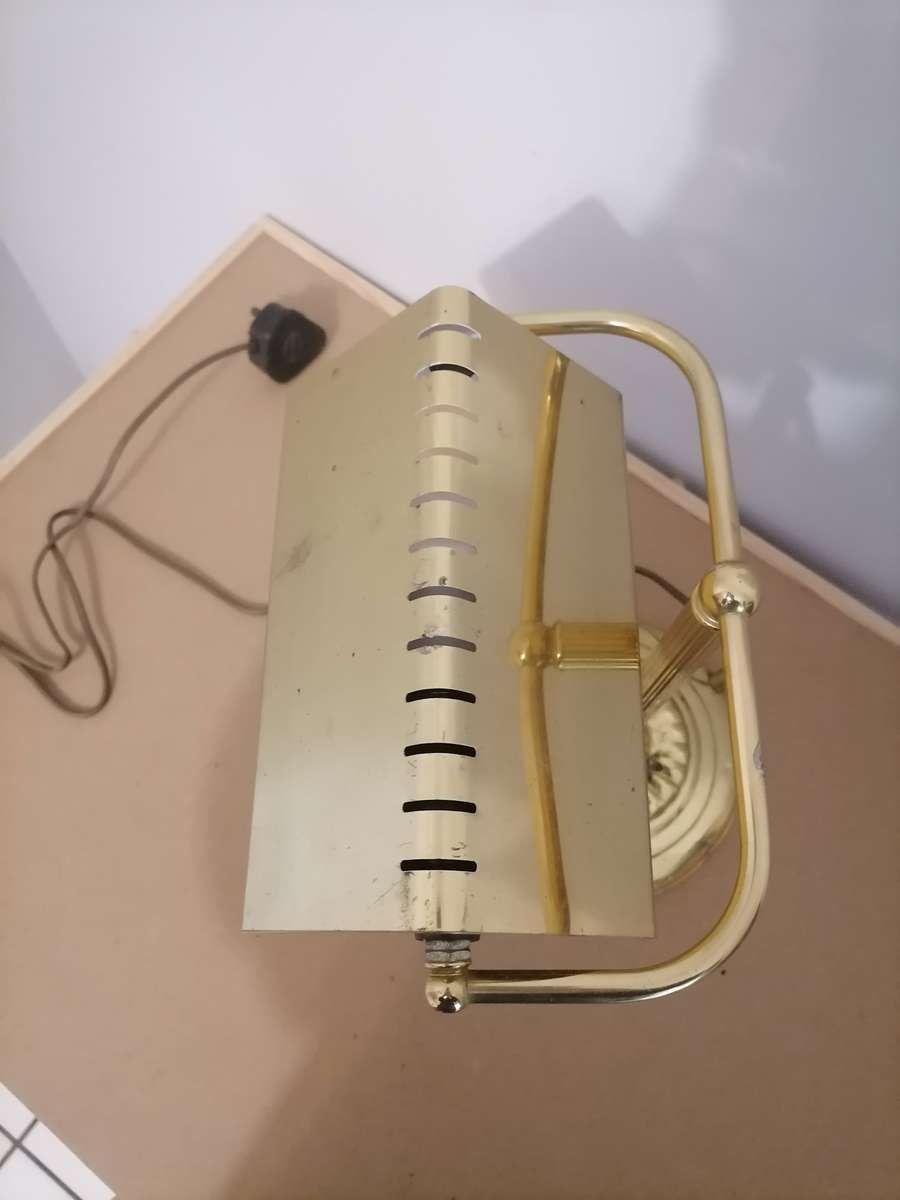 Bankers Desk Lamp solid Brass Golden Triangle Triangular MCM Vintage  100% WORKING