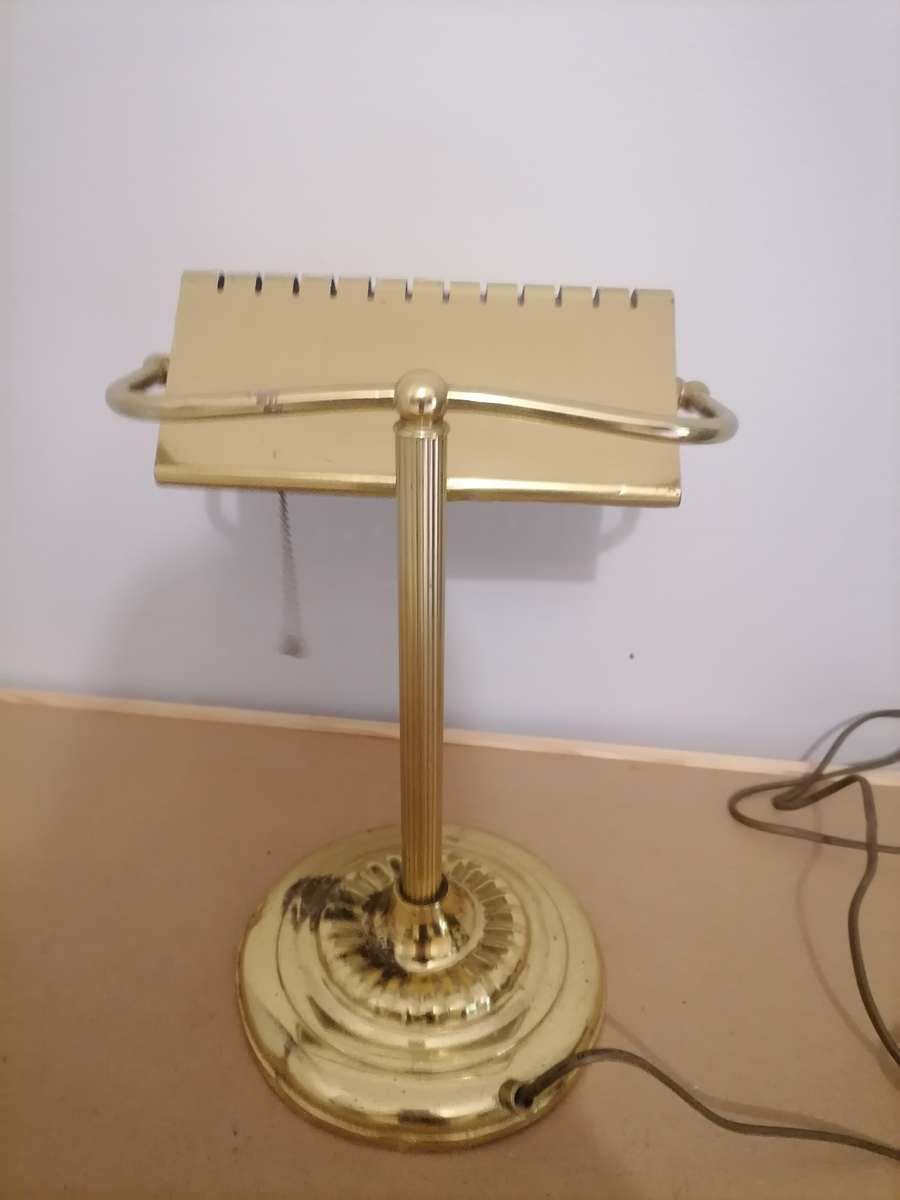 Bankers Desk Lamp solid Brass Golden Triangle Triangular MCM Vintage  100% WORKING