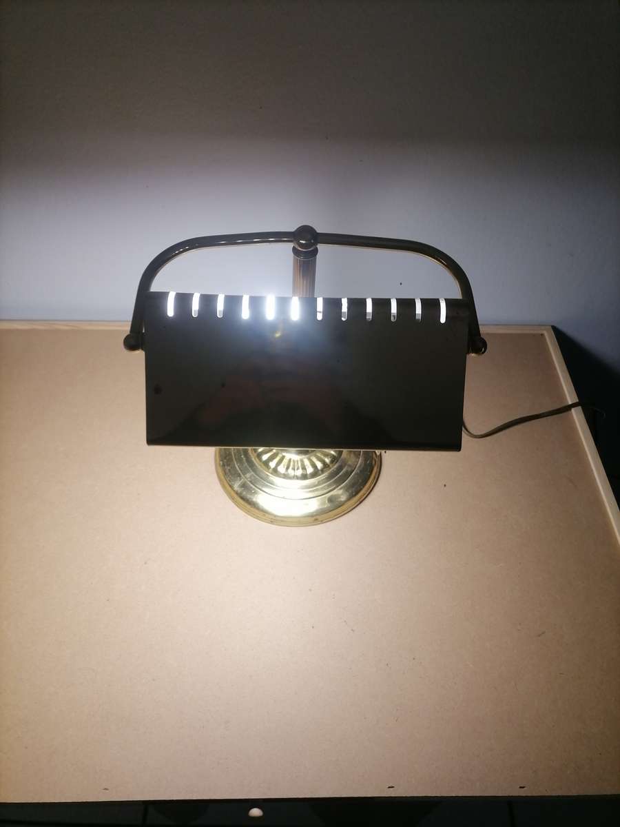 Bankers Desk Lamp solid Brass Golden Triangle Triangular MCM Vintage  100% WORKING