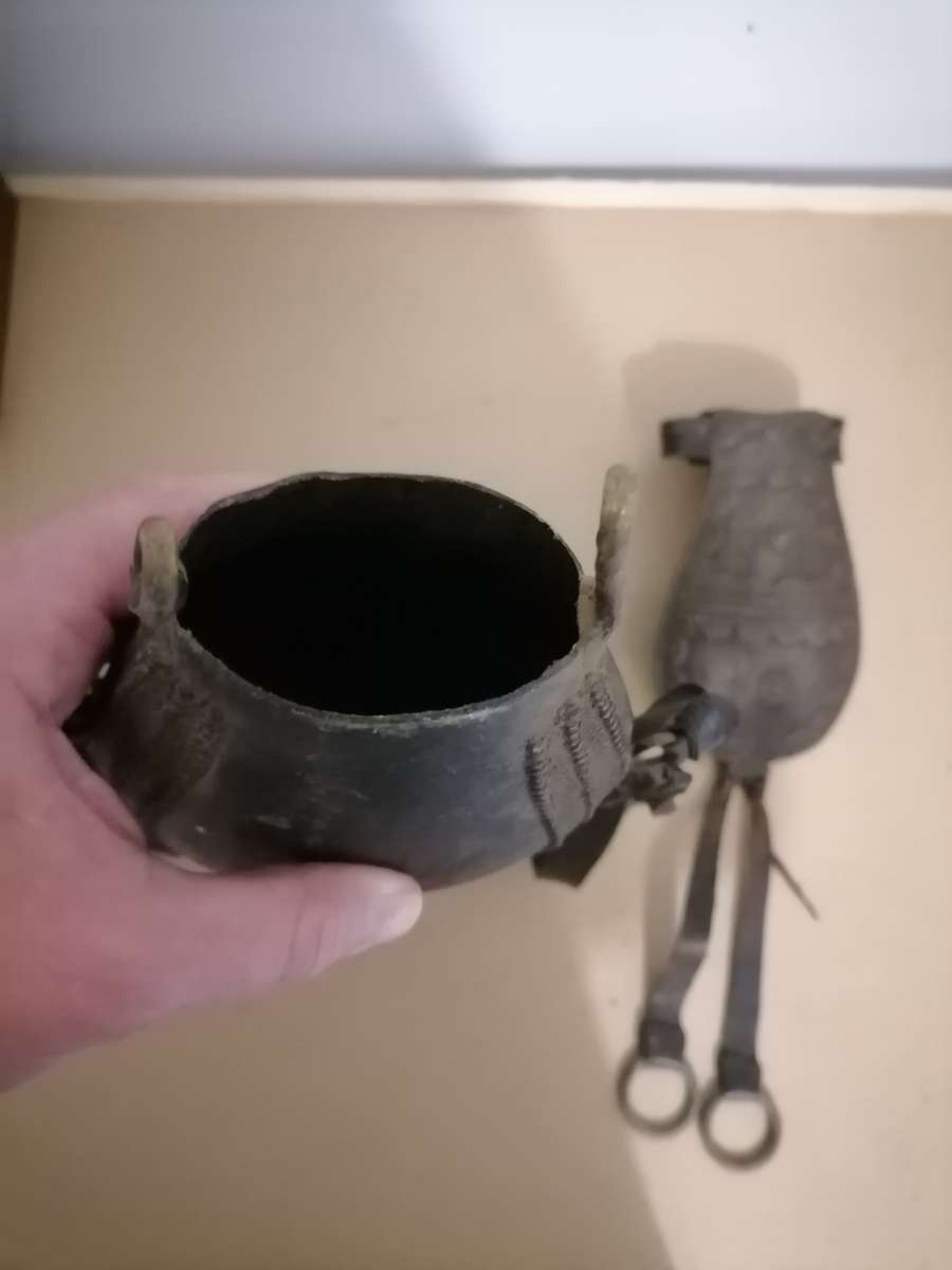 LATE 19TH CENTURY - Antique Nupe of Nigeria Tribal Bronze Bag ARTEFACT - herbal medicines, Traveling