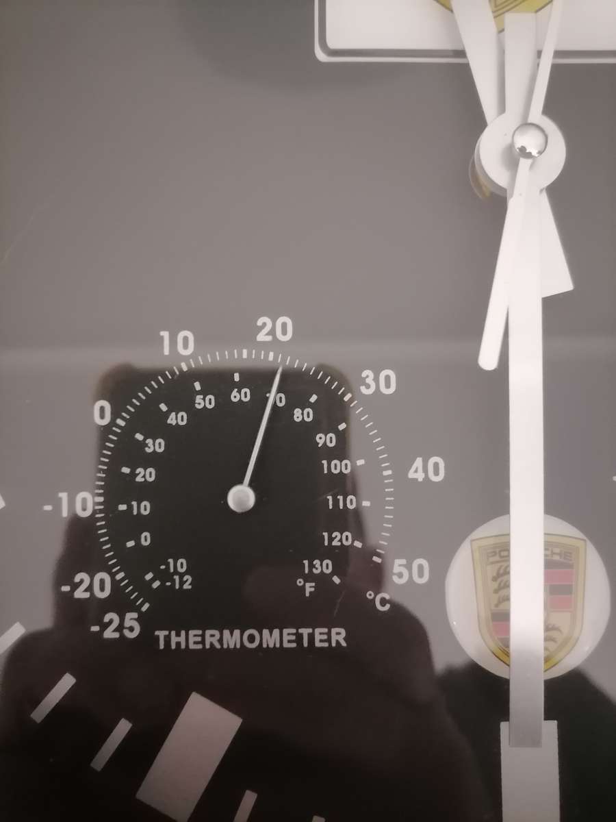 PORCHE Wall Clock 30 CM - STANLESS STEEL HOUSING - THERMOMETER & HYDROMETER - 100% WORKING