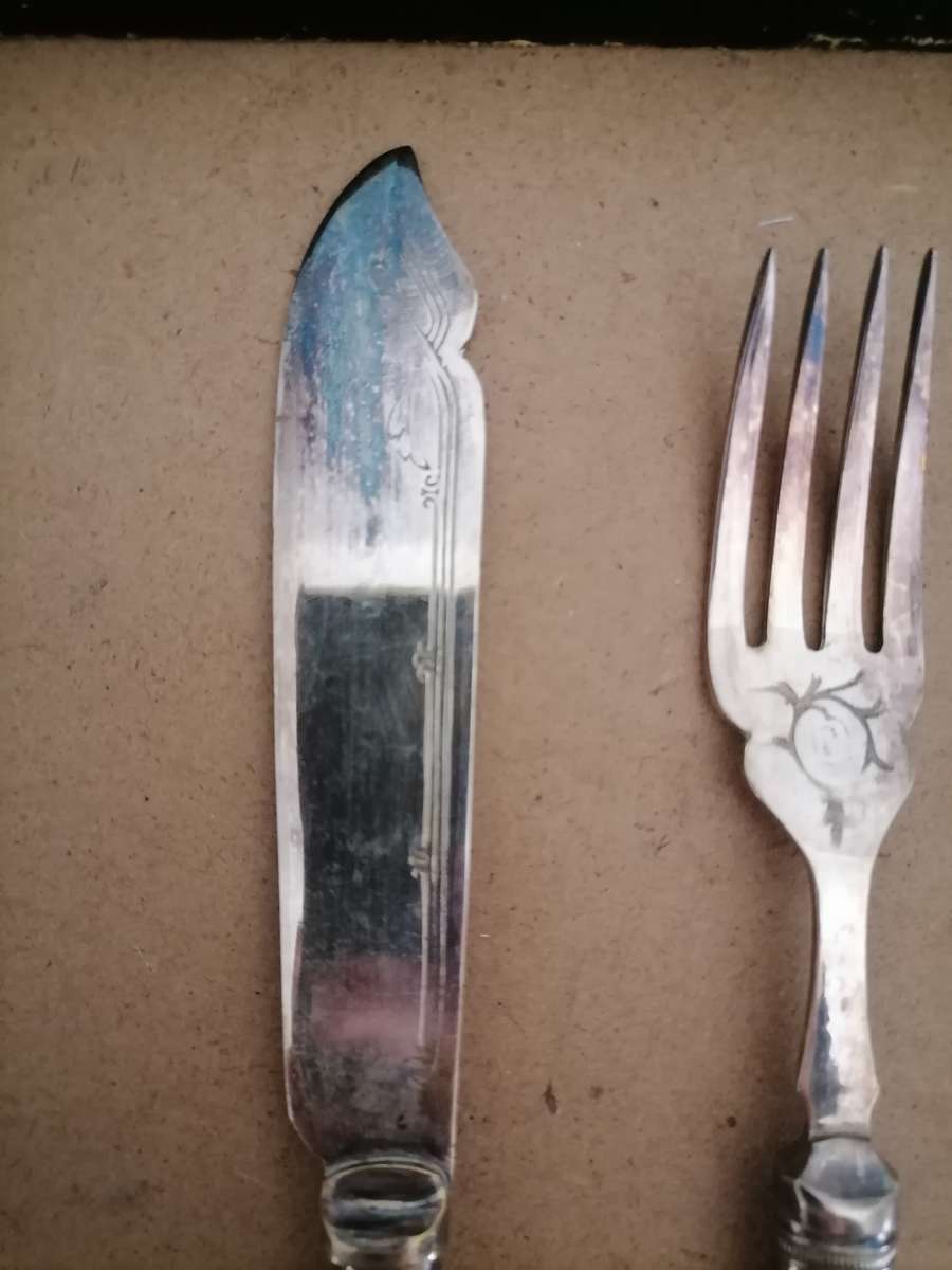 Set Of 12 Vintage Mappin & Webb Fish Forks & Knives With Case