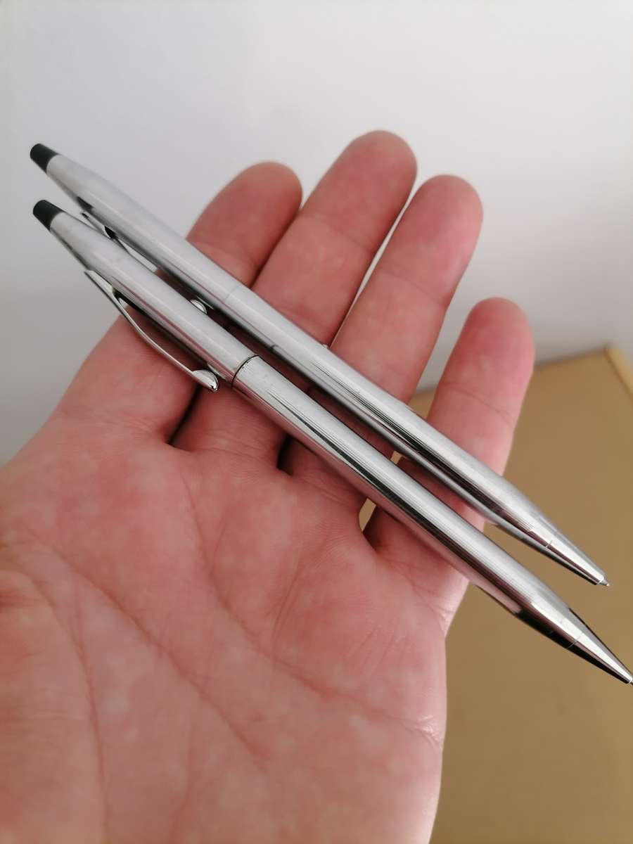 Genuine CROSS Silver Ballpoint Pen and Pencil Writing Set
