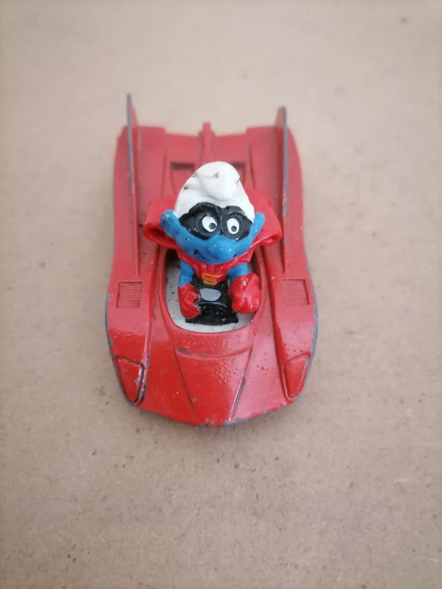 Superman the smurfs esci 1983 - puffi in auto die cast metal peyo made in ITALY