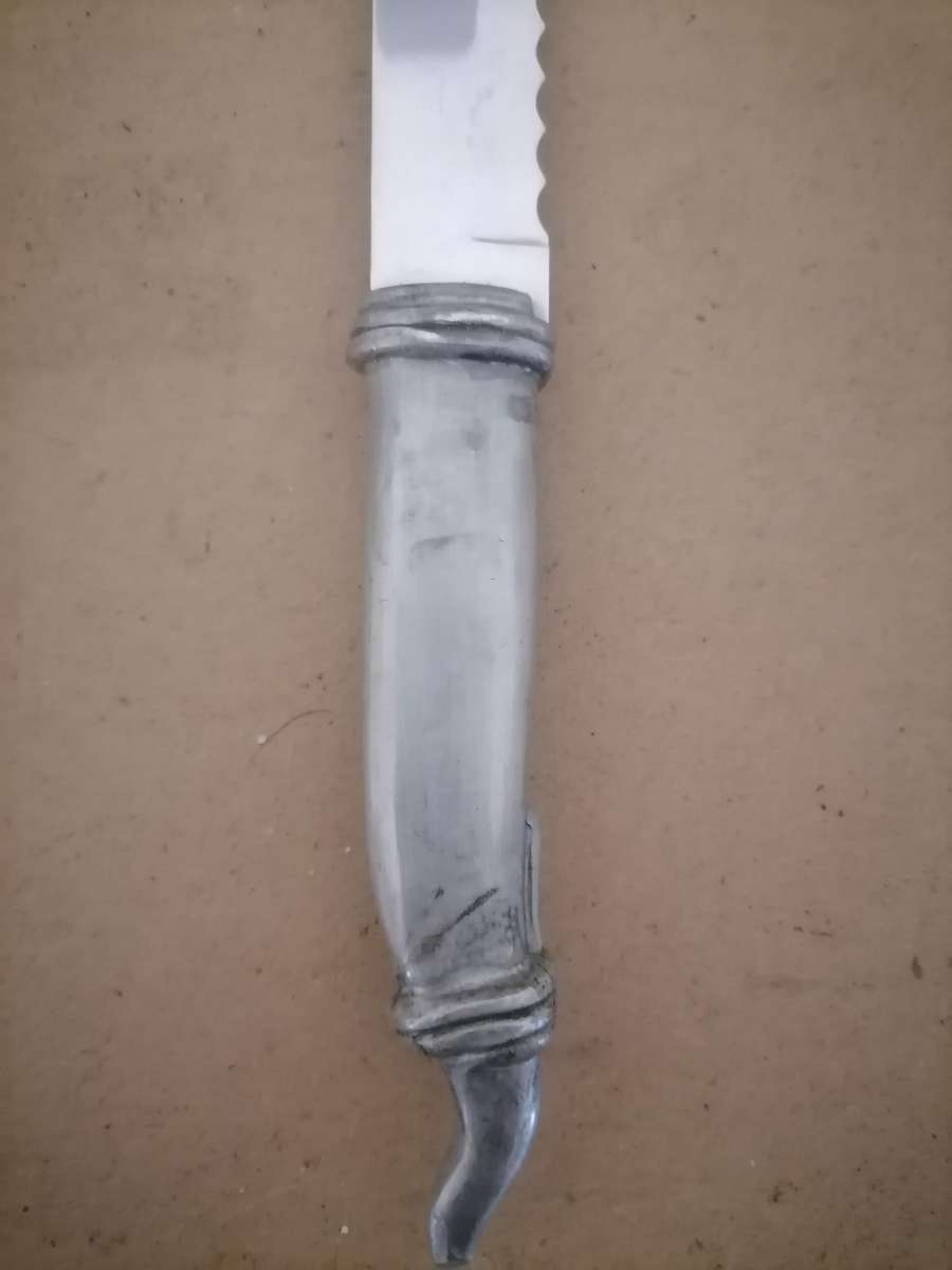 CARROL BOYES Pewter & Stainless Bread Meat Carving Knife Snake Like Pattern - 45 CM IN LENGTH