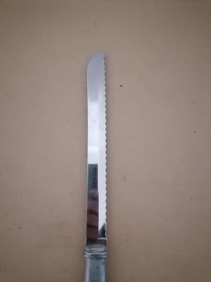 CARROL BOYES Pewter & Stainless Bread Meat Carving Knife Snake Like Pattern - 45 CM IN LENGTH