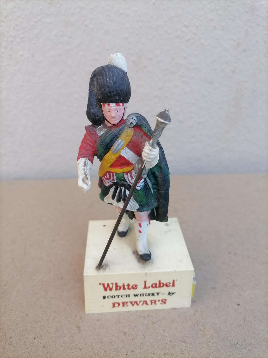 1940's - "White Label" Scoth Whisky - DEWAR'S Rubberoid Advertising Figure & Match Dispenser