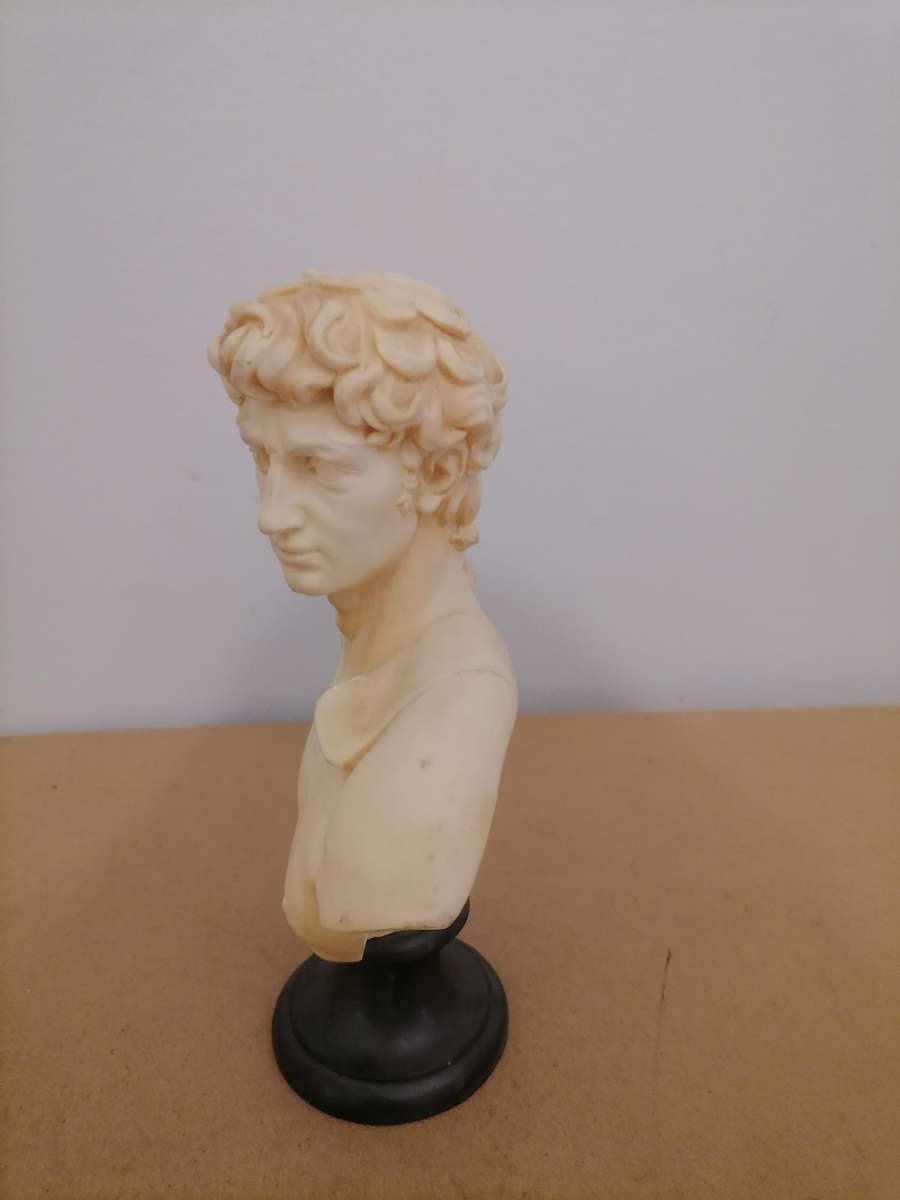 Vintage 1930's - 1960's Mid century David bust sculpture A Santini made in Italy - Signed - 24 CM