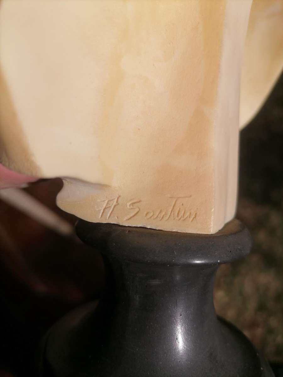 Vintage 1930's - 1960's Mid century David bust sculpture A Santini made in Italy - Signed - 24 CM