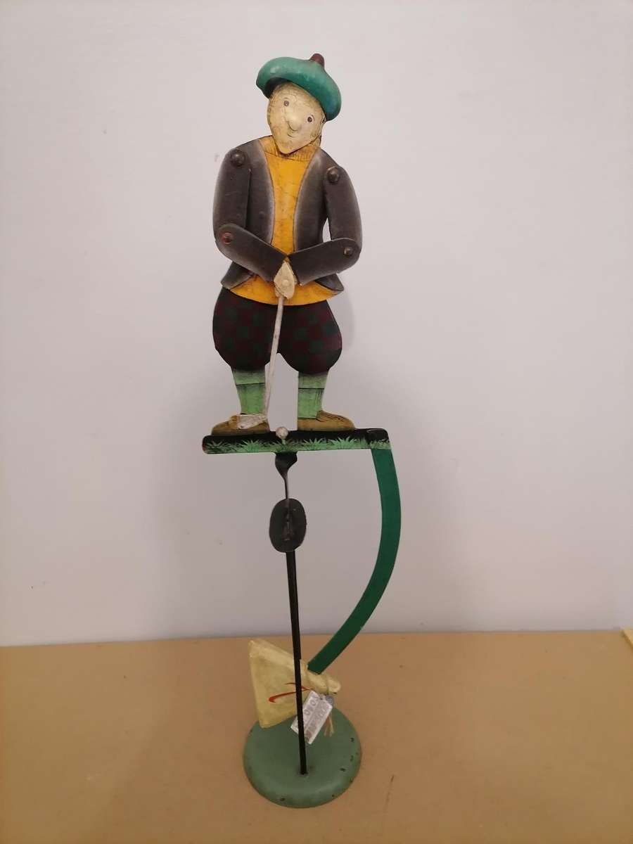 Vintage AM 2006 Sky Hook/AM Pendulum Balance DECOR ~ Articulated GOLFER - 56 CM HEIGHT WITH STAND