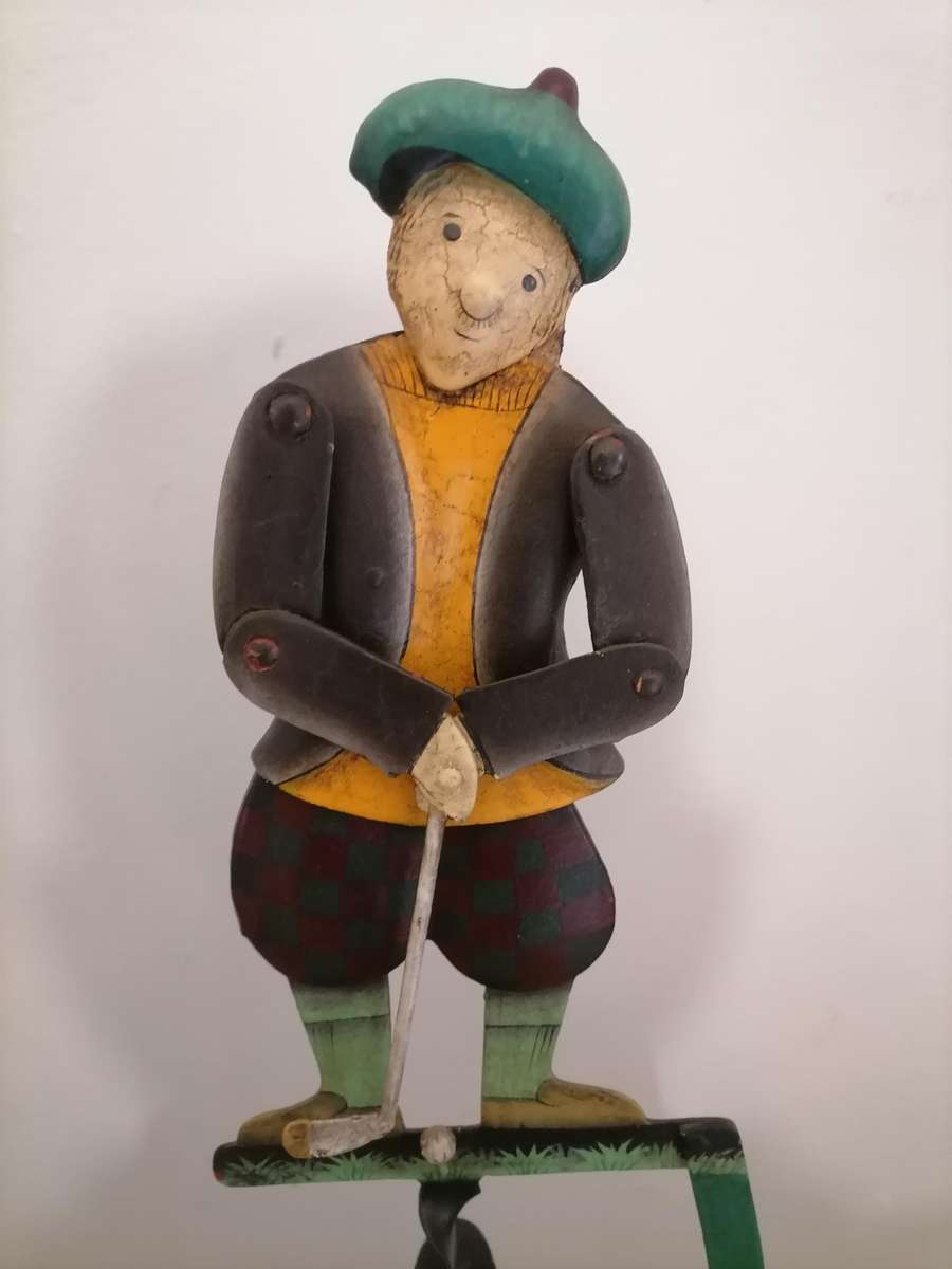 Vintage AM 2006 Sky Hook/AM Pendulum Balance DECOR ~ Articulated GOLFER - 56 CM HEIGHT WITH STAND