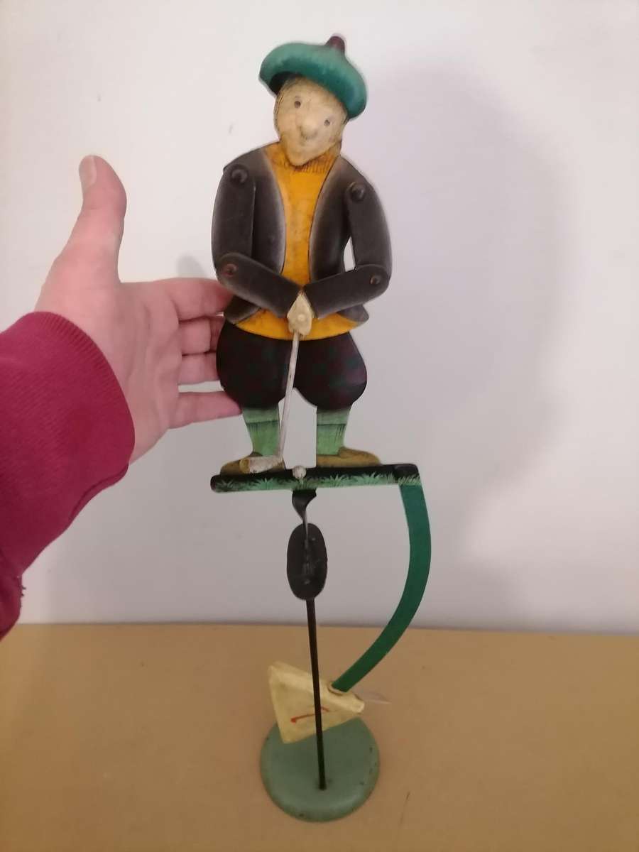 Vintage AM 2006 Sky Hook/AM Pendulum Balance DECOR ~ Articulated GOLFER - 56 CM HEIGHT WITH STAND