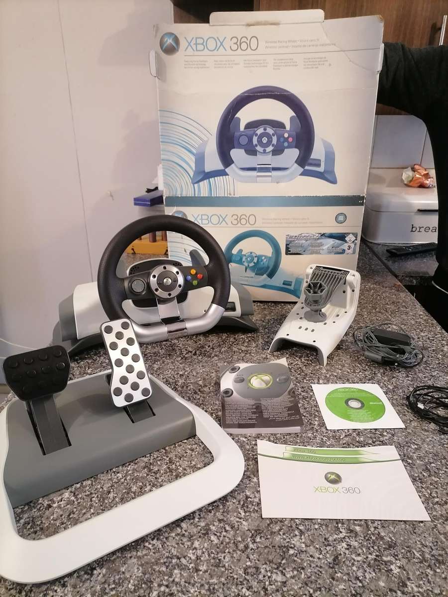 Microsoft Xbox 360 Wireless Racing Steering Wheel, Pedals, Clamp Mounting - BOOKLET/CD - VERY RARE