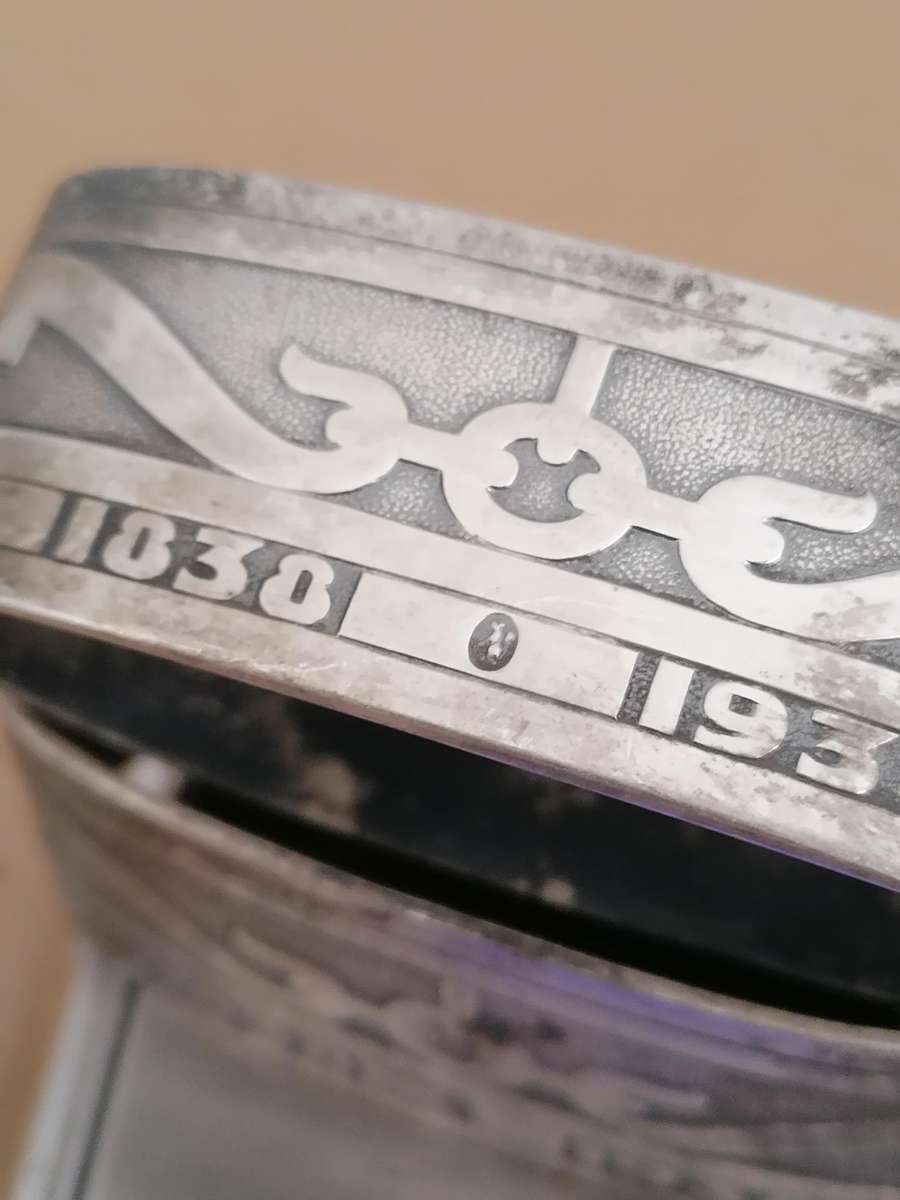 Set of Two Solid Silver Voortrekker Eeufees 1838-1938 Napkin Rings total weight 82, 37 grams Marked