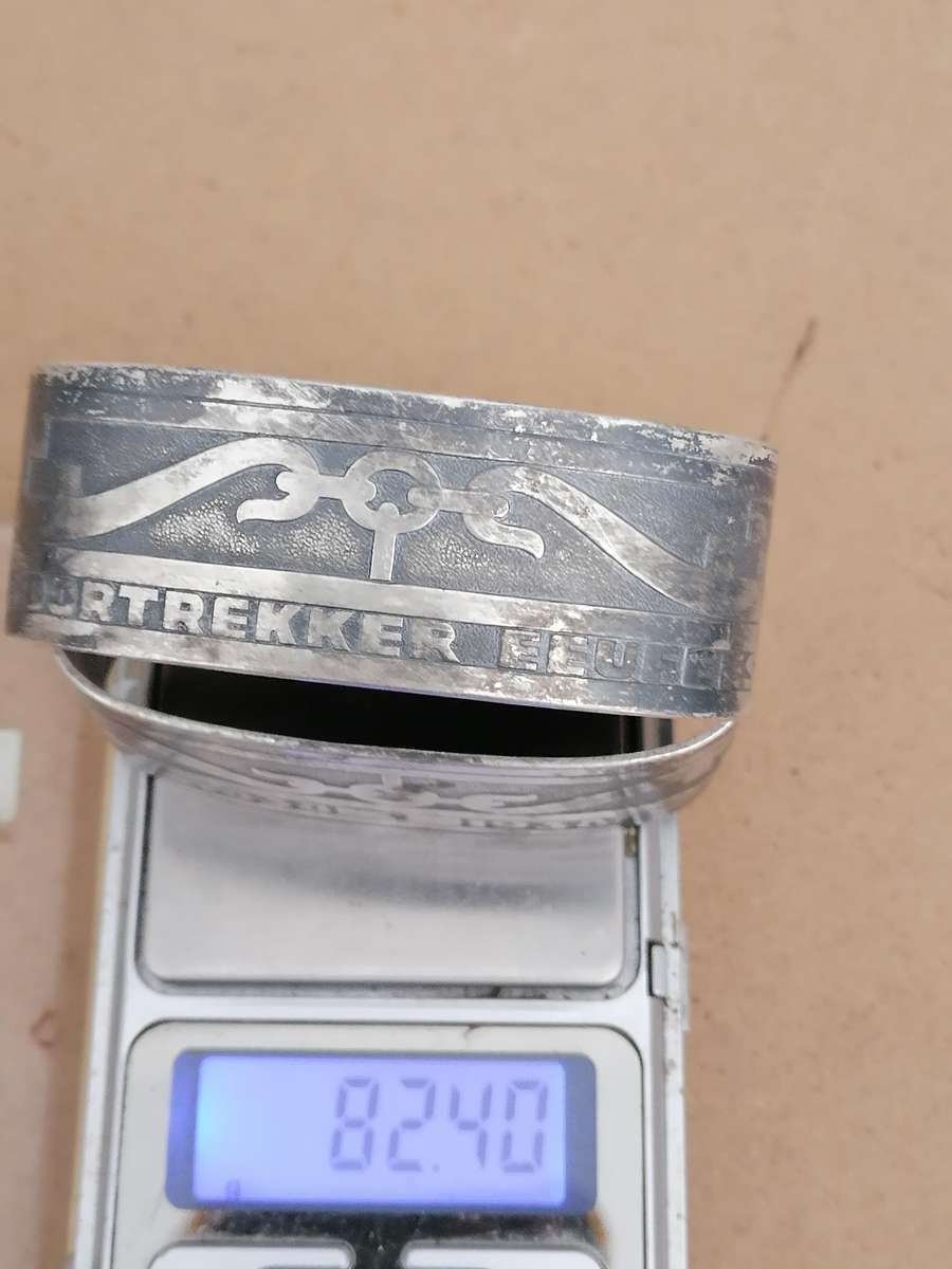 Set of Two Solid Silver Voortrekker Eeufees 1838-1938 Napkin Rings total weight 82, 37 grams Marked