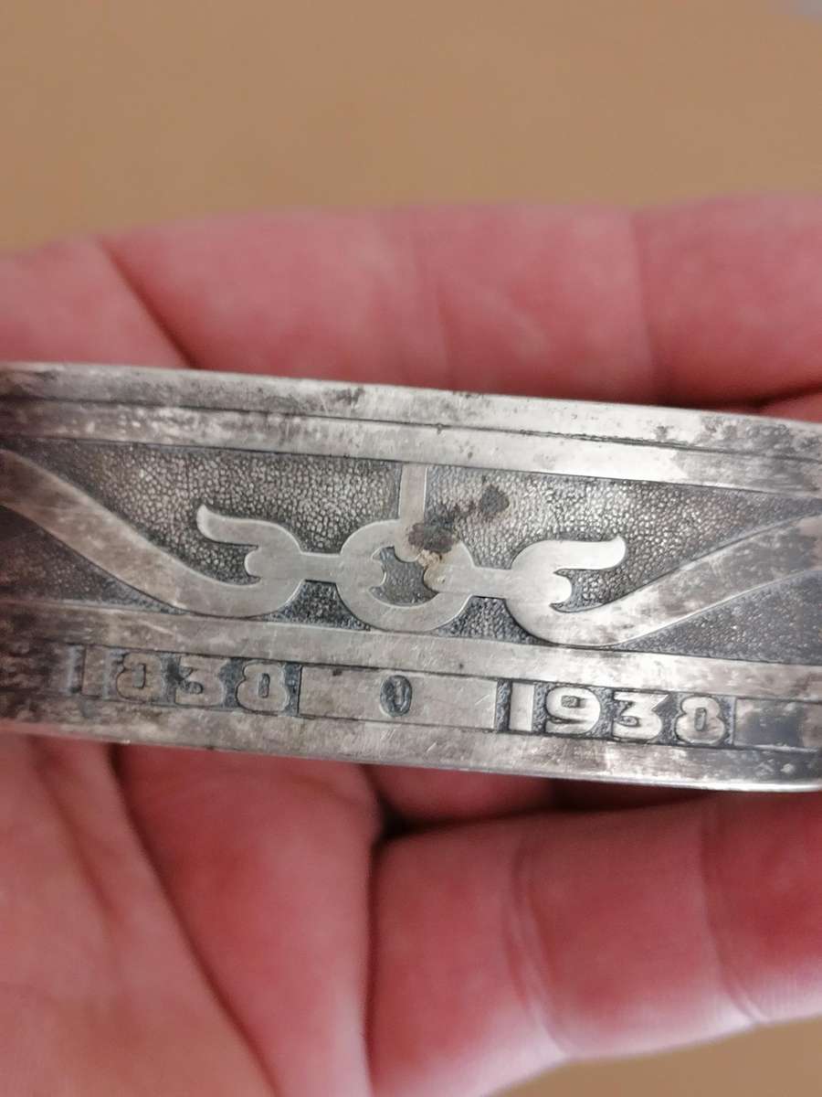 Set of Two Solid Silver Voortrekker Eeufees 1838-1938 Napkin Rings total weight 82, 37 grams Marked